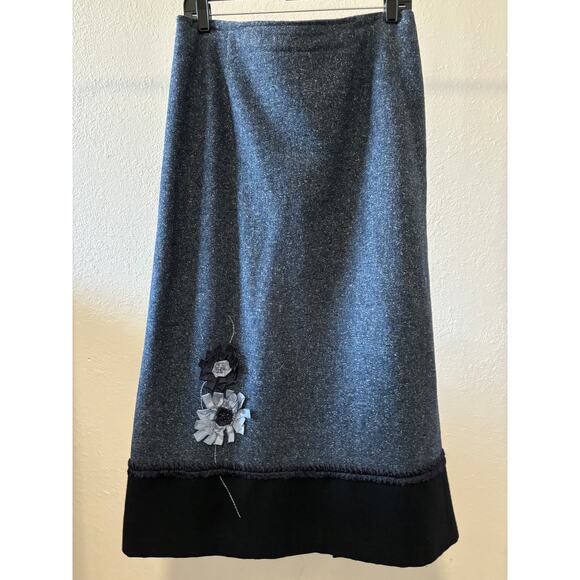 Bonnie & Norma Vintage Y2K Midi Skirt Wool Silk Blend A-Line Grey Office Career - Picture 2 of 6